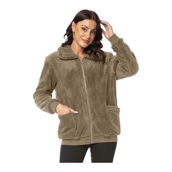 NWT-DOU BCQ-BROWN TEDDY BEAR JACKET-SIZE LARGE - Picture 3 of 10